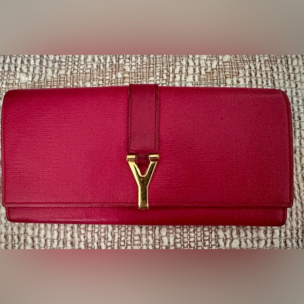 YSL pink vintage long wallet